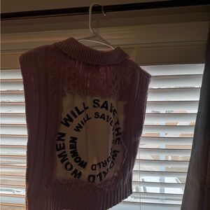 Pink Rose Cable Knit Sweater Vest